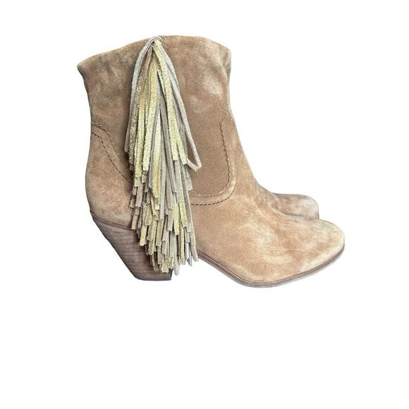 Sam Edelman Louie Suede Fringe Western Cowgirl Festival Ankle Bootie 10 - Picture 1 of 12